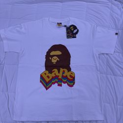 White Multi Colored Bape Tee 