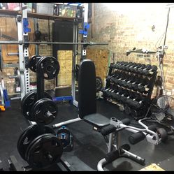 Squat Rack 300 Lbs  Weight Set Including Barbell And Olympic Rubber Grip Weight Set And Weight Plate / Barbell Combo Portable Weight Storage Rack 