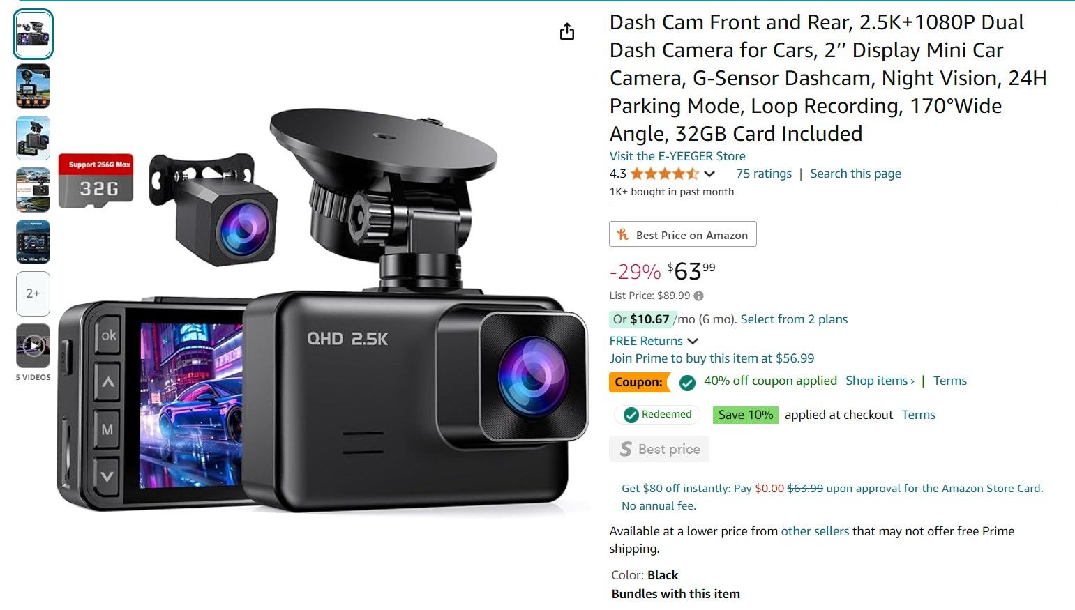 Almost New Dual Channel Dashcam