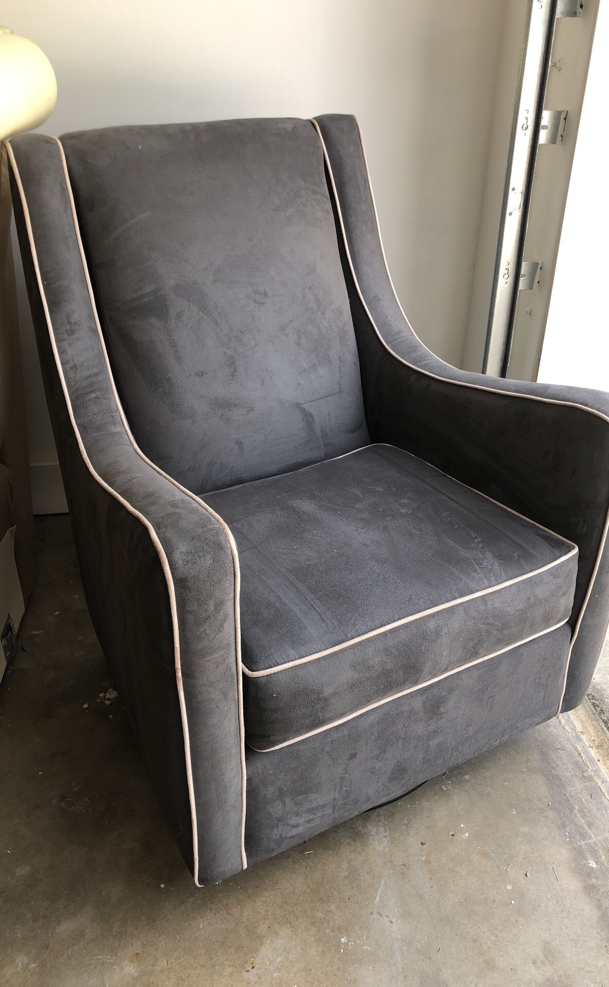 Suede Glider Chair w/ ottoman