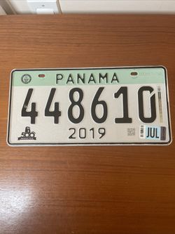 Panama 2019  License Plate For Car Number 448610 Central America Light Green