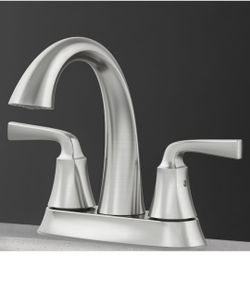allen + roth Mullen Brushed Nickel 4-in centerset
2-Handle WaterSense Bathroom Sink Faucet with Drain
and Deck Plate