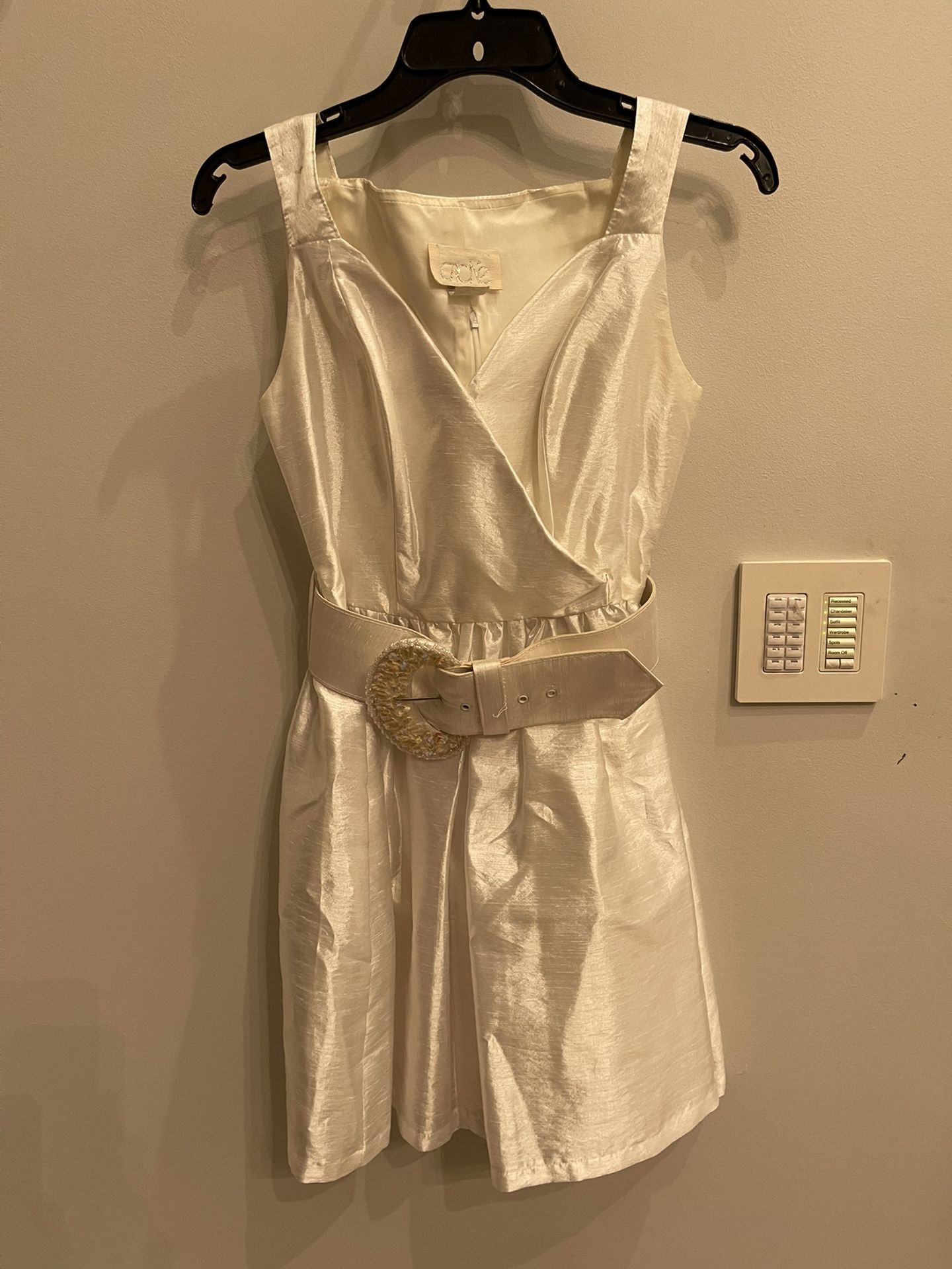 White Dress With Sequoned Belt