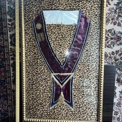 Framed Free Mason Ceremonial Sash (Frame Not Included With Shipping)