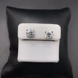 925 Sterling Silver 3.00CT MOISSANITE Solitaire Stud Screw Back Unisex Earrings 