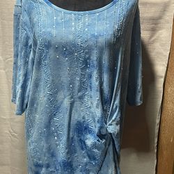 Dressy Blue Sequined Top