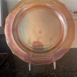 Vintage Carnival Glass Plate W/ Stand