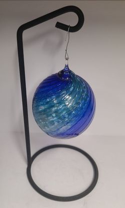 Beautiful Blue Swirl Blown Glass Ornament