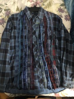 Needles rebuild ribbons flannel size medium blue navy