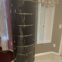 Black Curved Glass Display Cabinet
