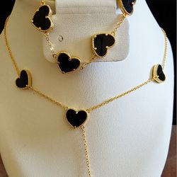 Heart Bracelet And Necklace Set