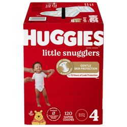 Huggies Little Snugglers Hypoallergenic and Latex-Free Diapers, Size 4, 120 Count