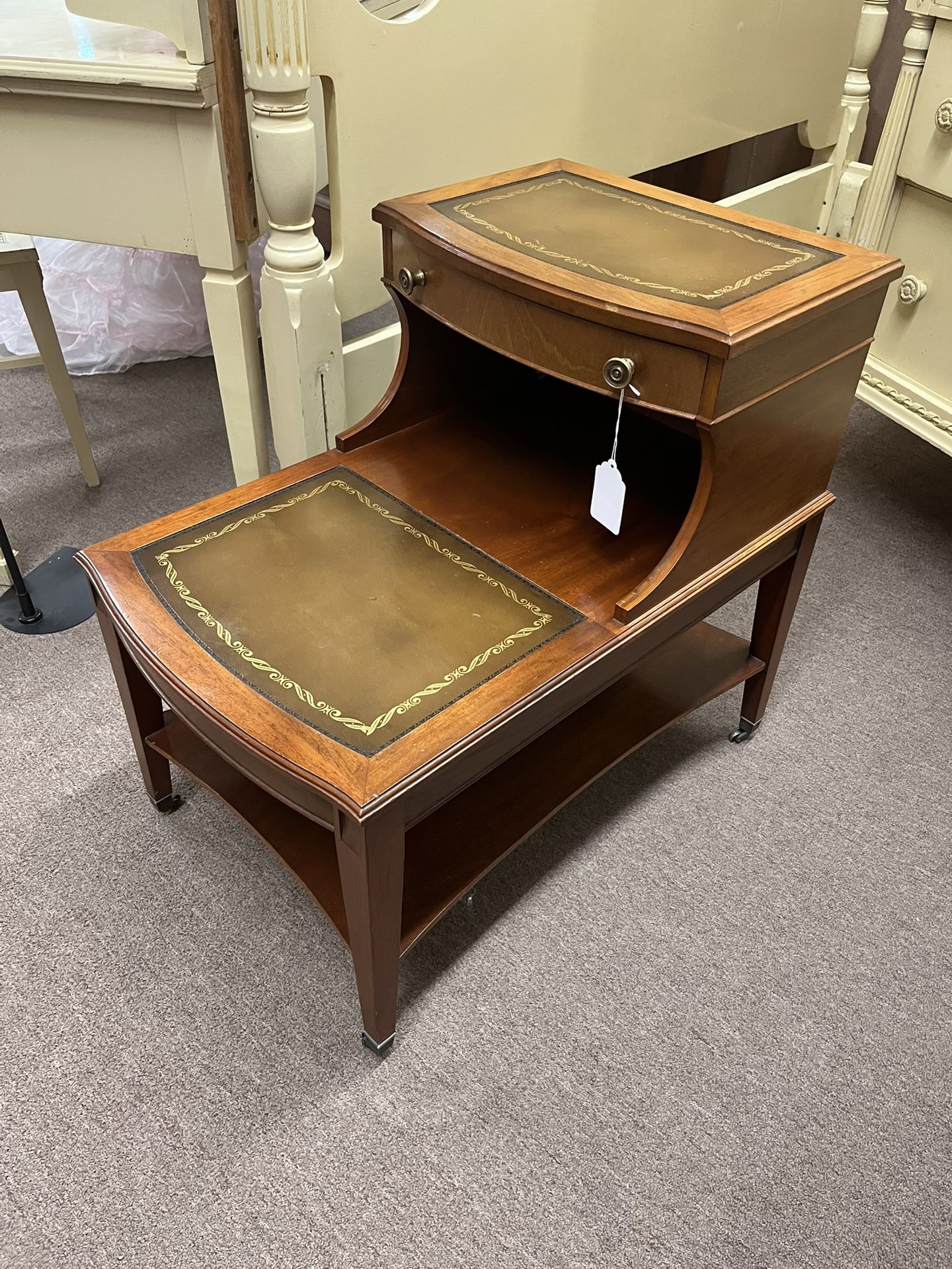 Tiered Vintage Side Table W/ Drawer