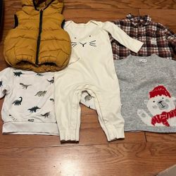 Lot Of 6pcs Toddler Boy Size 2T Clothes Hannah Anderson One Piece Christmas Sweater Puff Vest Jacket 