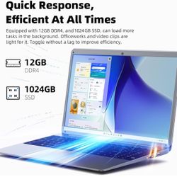 Laptop Computer, 15.6 Inch Laptops with 12GB RAM 512GB SSD, Celeron N5095 Quad-Core(Up to 2.8GHz), 1920 * 1080P Notebook, 38Wh Battery, Mini HDMI, Web