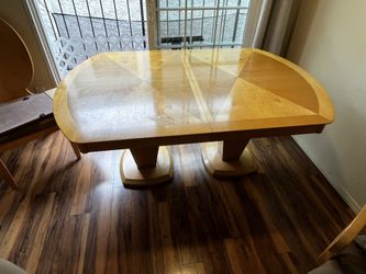 Solid Wood Dining Table With 6 Chairs And Extension Leafs