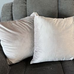 2 - Gray Velvet Throw Pillows