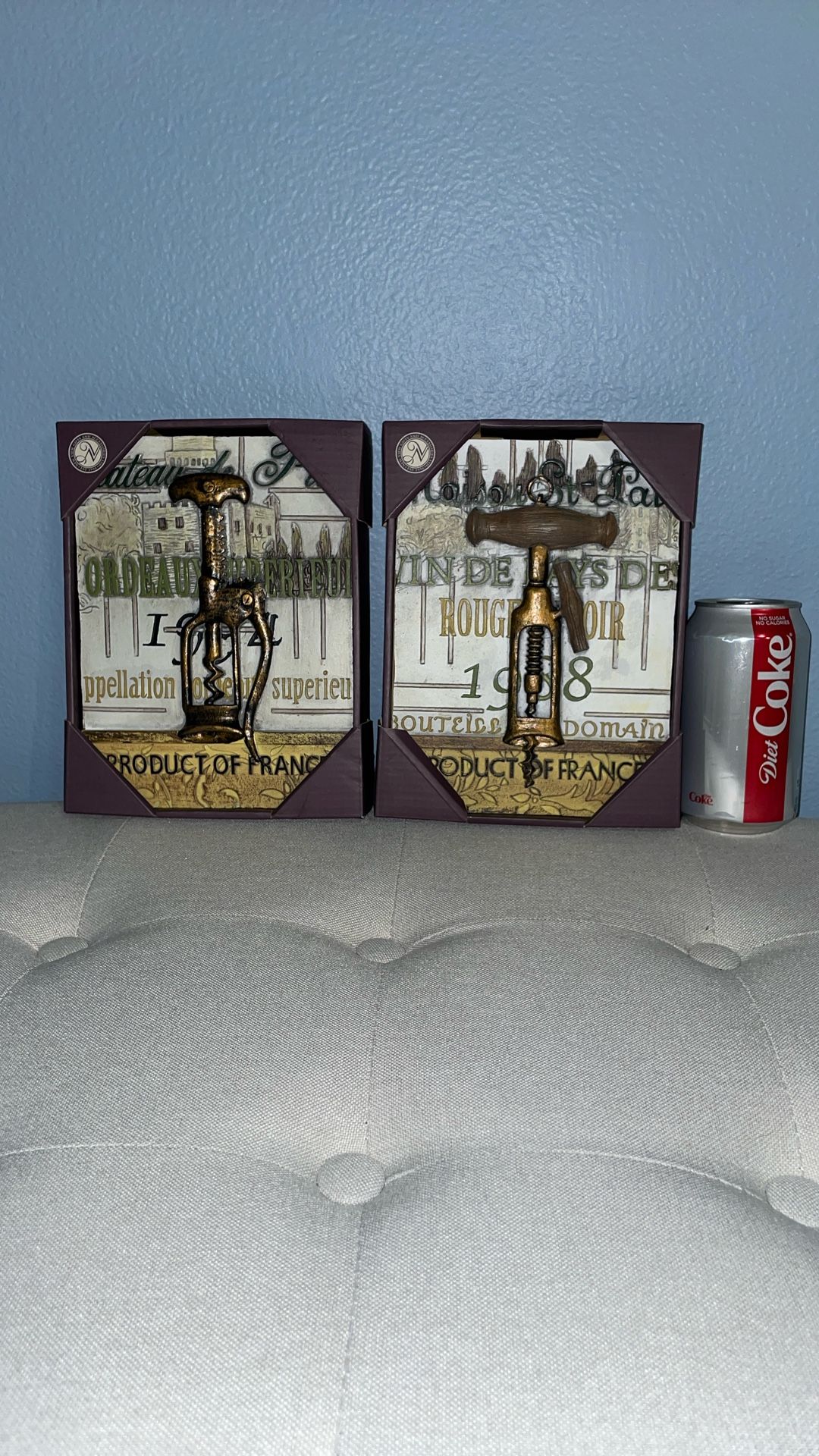 NEW! Pair of Wine 🍷 Cork Screws WALL  ART  PLAQUES DECOR Reg. Price $21.99 Each