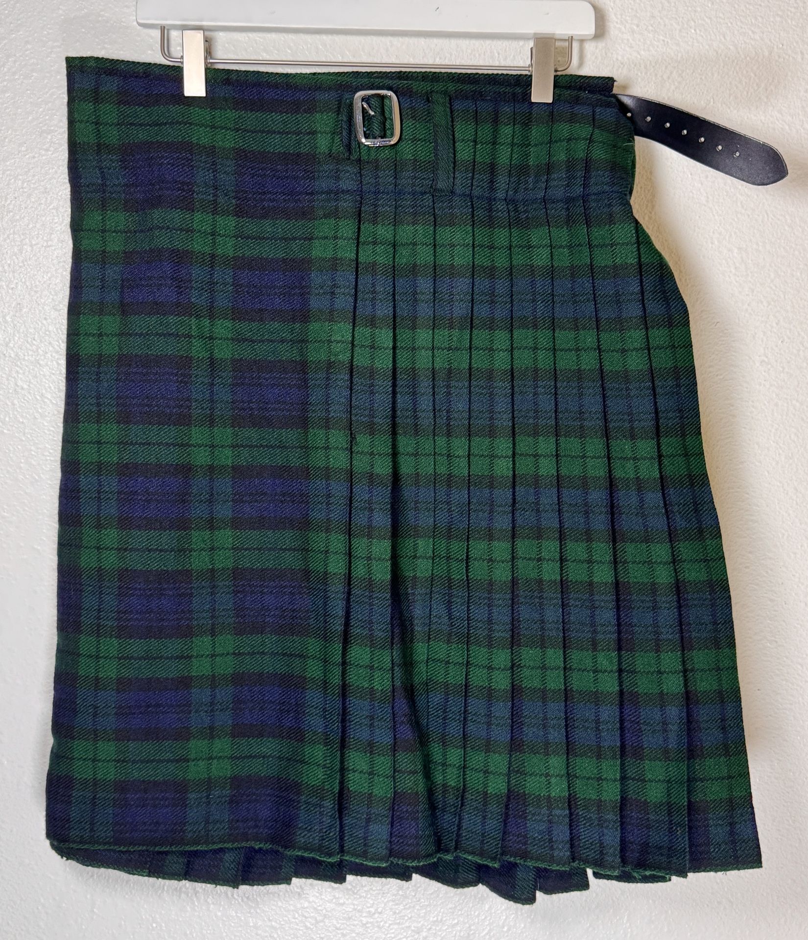 Scottish Design Tartans Acrylic Kilt Skirt Green Plaid Size 50