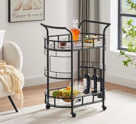 2-Tier Barcart/Winecart for Small Space, Kitchen Living Room, Dining Room