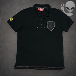 Puma Scuderia Ferrari Race Big Shield Polo Shirt Mens L Black