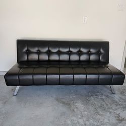Black Faux Leather Futon