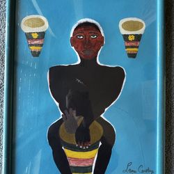 Bahama Mama Signed Acrylic-Gouache Painting Framed Leona Coakley African Bahamian Culture Art