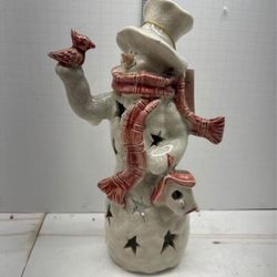 Vintage Christmas Snowman Votive Candle Holder #F8|