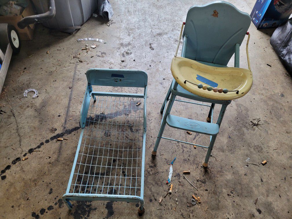 Vintage Amazon High Chair And Doll Bed