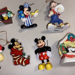 Vtg Disney Christmas ornament mix lot Mickey Goofy  Donald tin porcelain