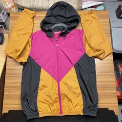 Betsey Johnson Performance Skull Full Zip Hooded Windbreaker Jacket Womens Size Large 