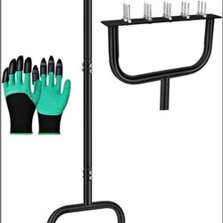 Manual lawn aerator tool, 35 inches, 15 spikes 2.8 inches long
