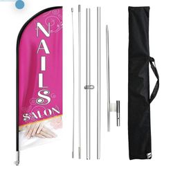Nails Salon  Flag Sign, Pink, 11FT, 