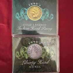 V Nickel No Cent Word & Indian Head Penny