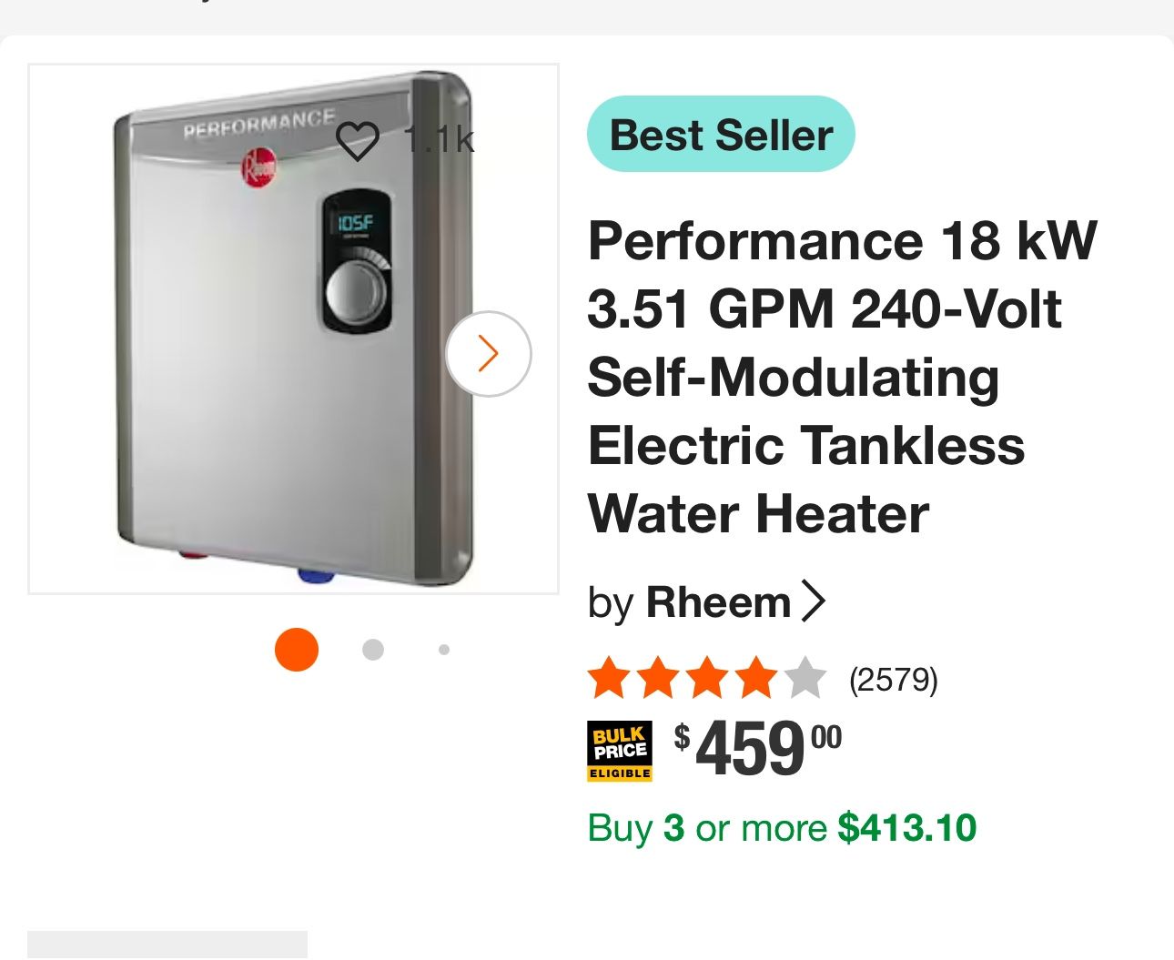 Rheem 240 Volt Tankless Water Heater Water Heater Rheem RTEX-24