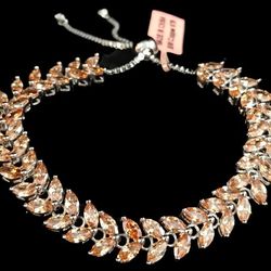 Citrine B/M Copper STS Made In China 10" Adjustable Tennis Bracelet 