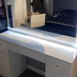 Vanity with drawers and mirror 