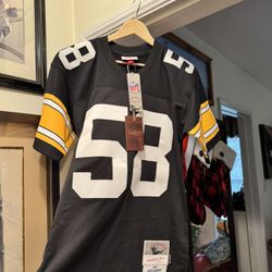 Brand new Pittsburgh Steelers jack Lambert stitched mitchell and ness jersey - size men’s small