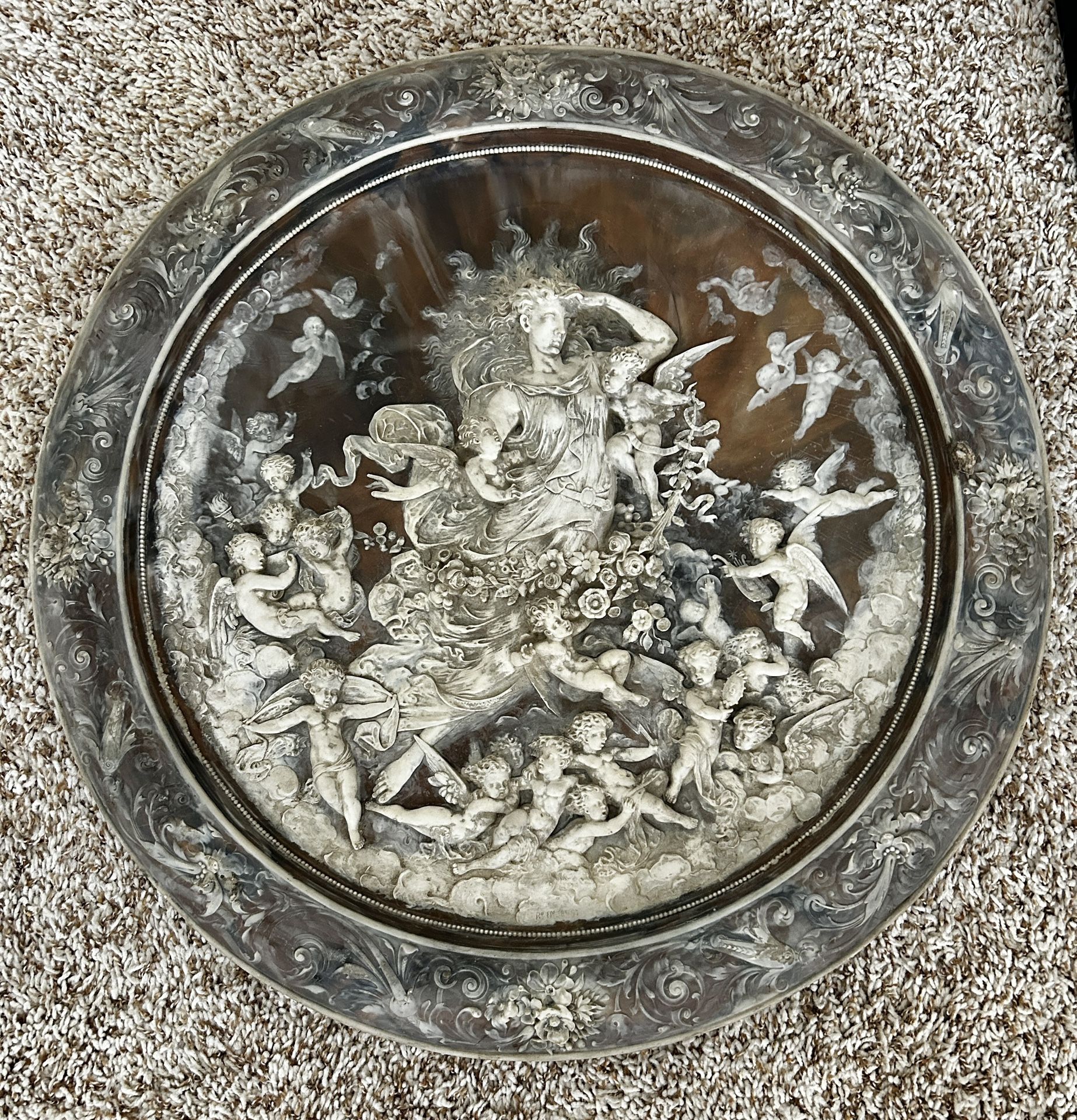 25” Diameter Incolay Cameo Plaque with Glass Top