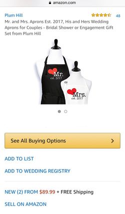 Perfect Wedding Anniversary Gift!! Mr. & Mrs. Est. 2017 Kitchen Aprons