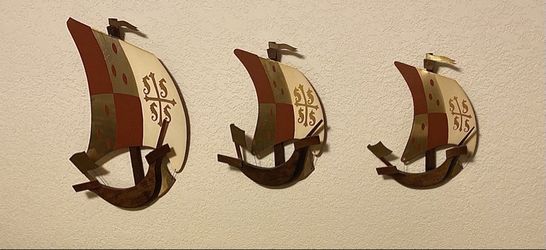 Vintage Sexton Metal Wall Ships — Set of 3 Spanish Galleons