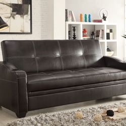 Brown Leather Lounger Futon