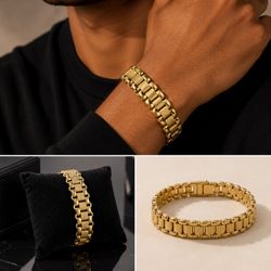 Gold-Tone Watch Link Chain Bracelet