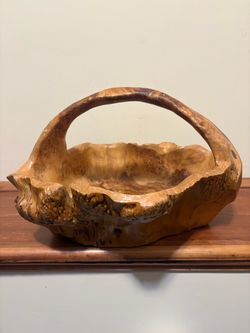 Hand Carved Burl Wood Basket