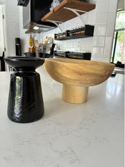 Decoration wood bowl catch all and candle plate