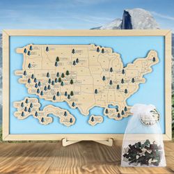 Novabright USA National Parks Map Tracker for National Park Lover's Gift Wood...