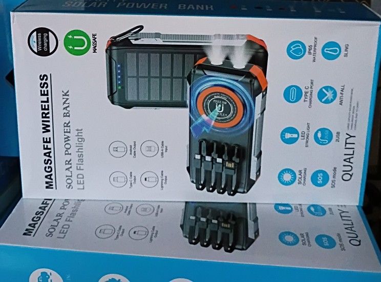 MAGSAFE WIRELESS SOLAR POWER BANK LED FLASHLIGHT