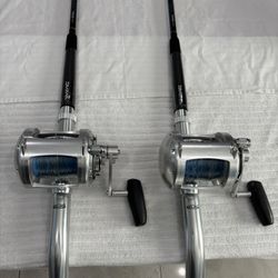 Avet Pro 50EXW 50 2 Speed on New Daiwa Tanacom 40-100lb Bent But Swivel Tip Rods 