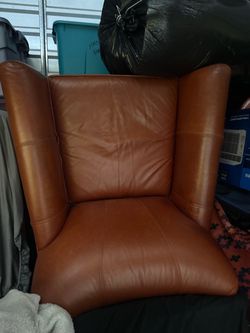 Leather chair and matching footrest