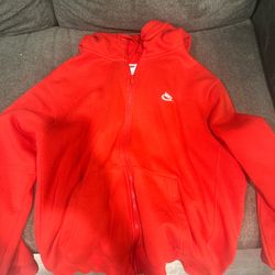 Red nike zip up hoodie